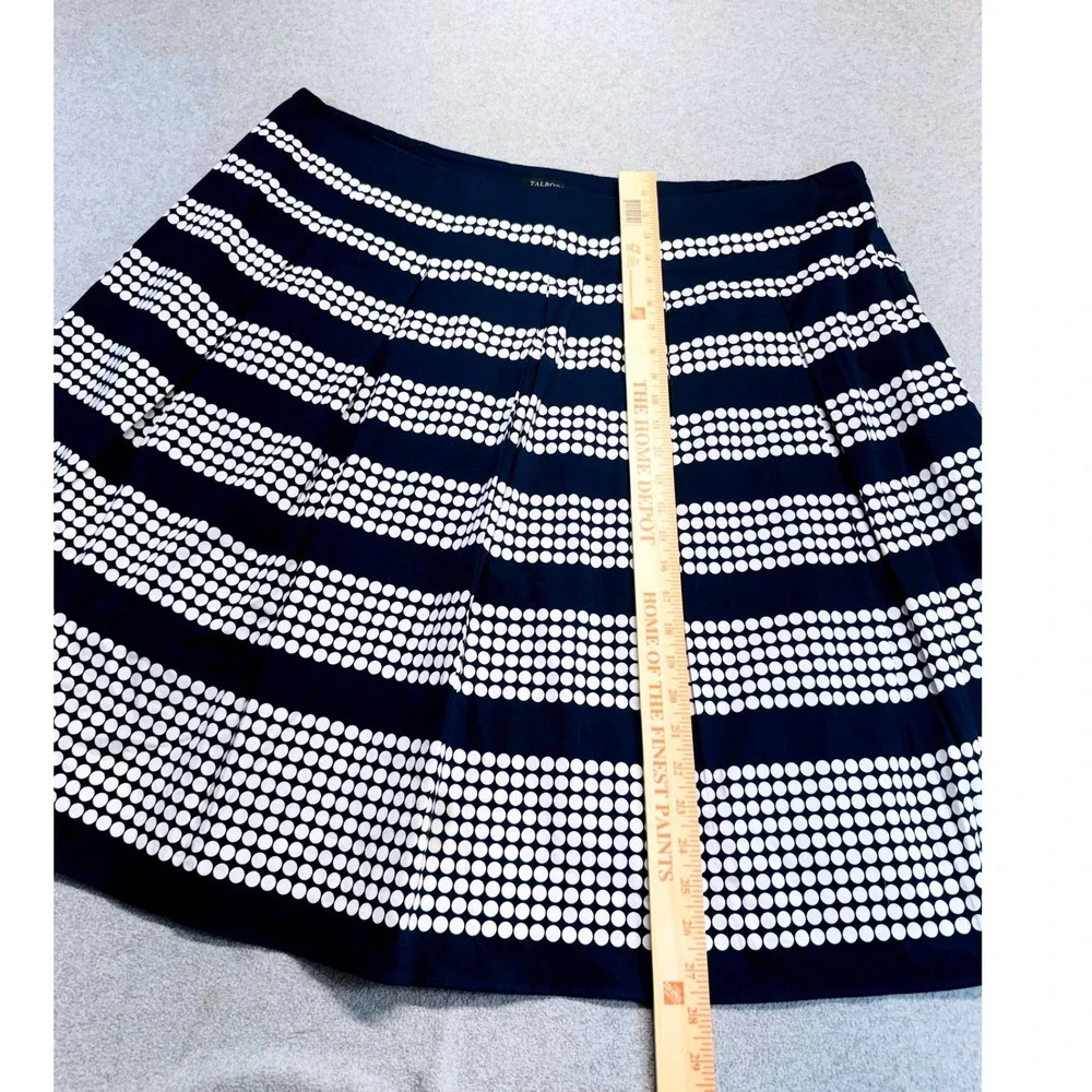 Talbots Women 22W Navy White Polka Dot Stripe A-Line Midi Skirt Plus Size Flowy